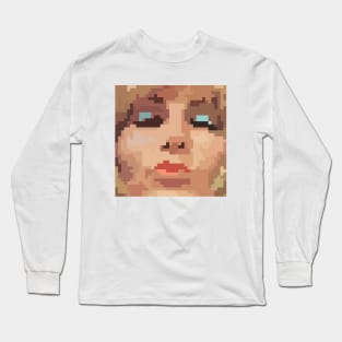 Blonde Girl Blows a Kiss (Pixel Art) Retro Women Merch Long Sleeve T-Shirt